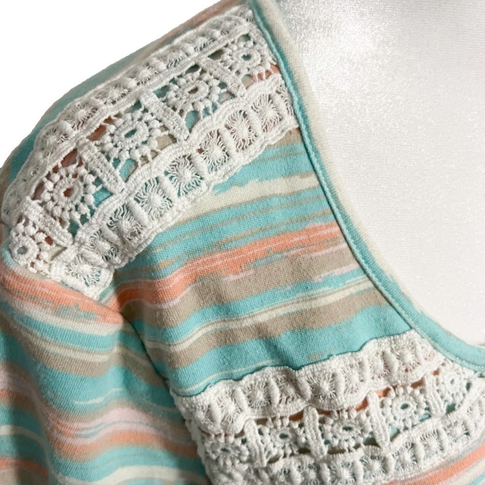 BLAIR Striped Lace Collar Top Women’s (Sz L) - Picture 3 of 10
